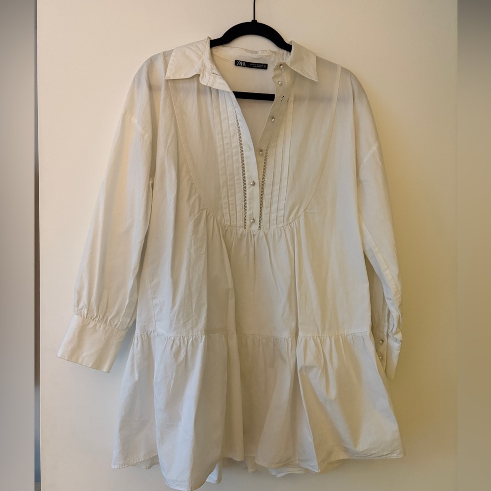 Zara White Long Sleeve Dress
